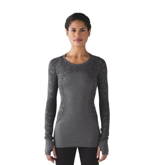 Lululemon Swiftly Tech Long Sleeve Crew Sz 10 Heathered Black - Picture 1 of 9